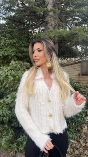 GOLD DÜĞMELİ SAÇAKLI HIRKA - Krem