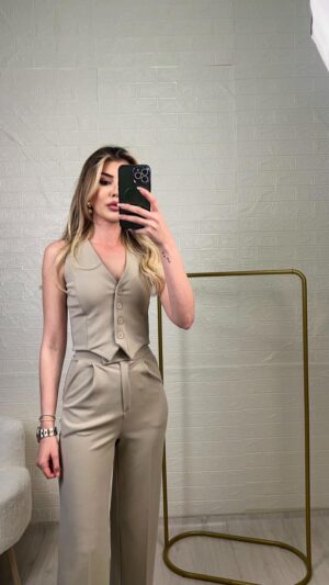 KREP KUMAŞ YELEKLİ TAŞ TAKIM